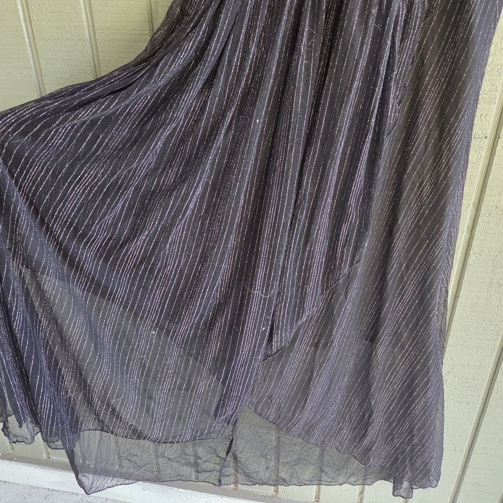 XL Elegant Black Party dress beaded shoulders flutter sleeves - Picture 7 of 9